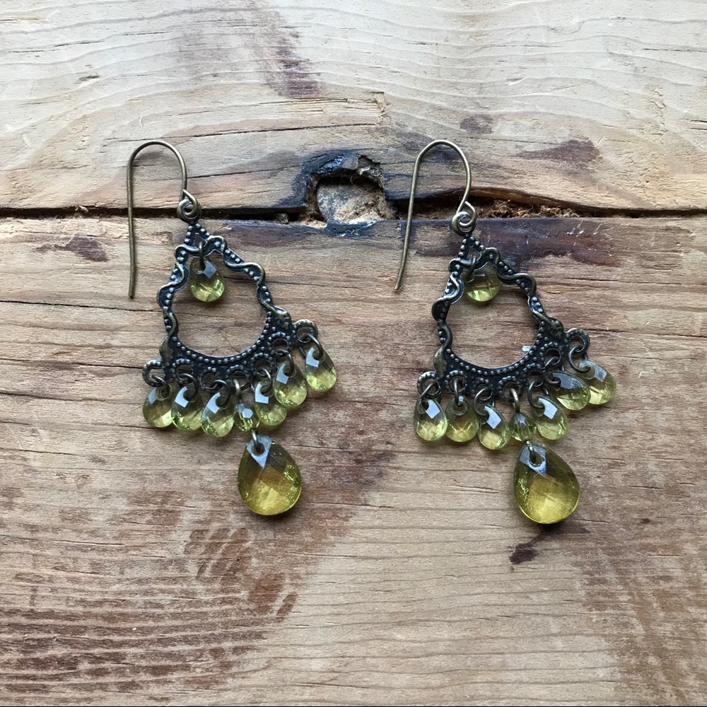 Green Chandelier Teardrop Earrings